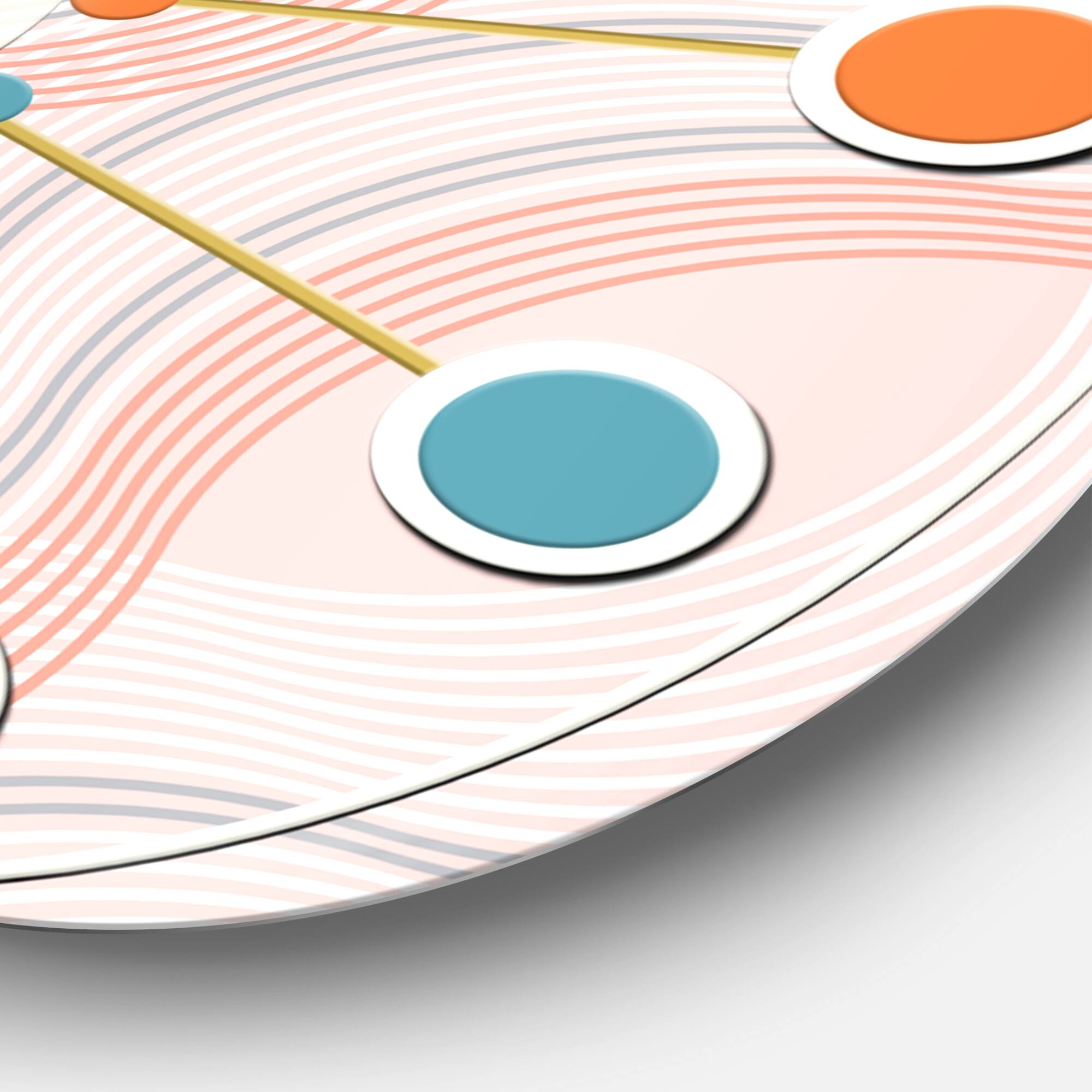 Designart 'Pink Elegant Pastel Waves Mid-Century Modern Wall Clock